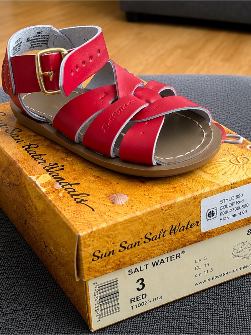 NIB Salt Water Sandals Red Toddler Size 3